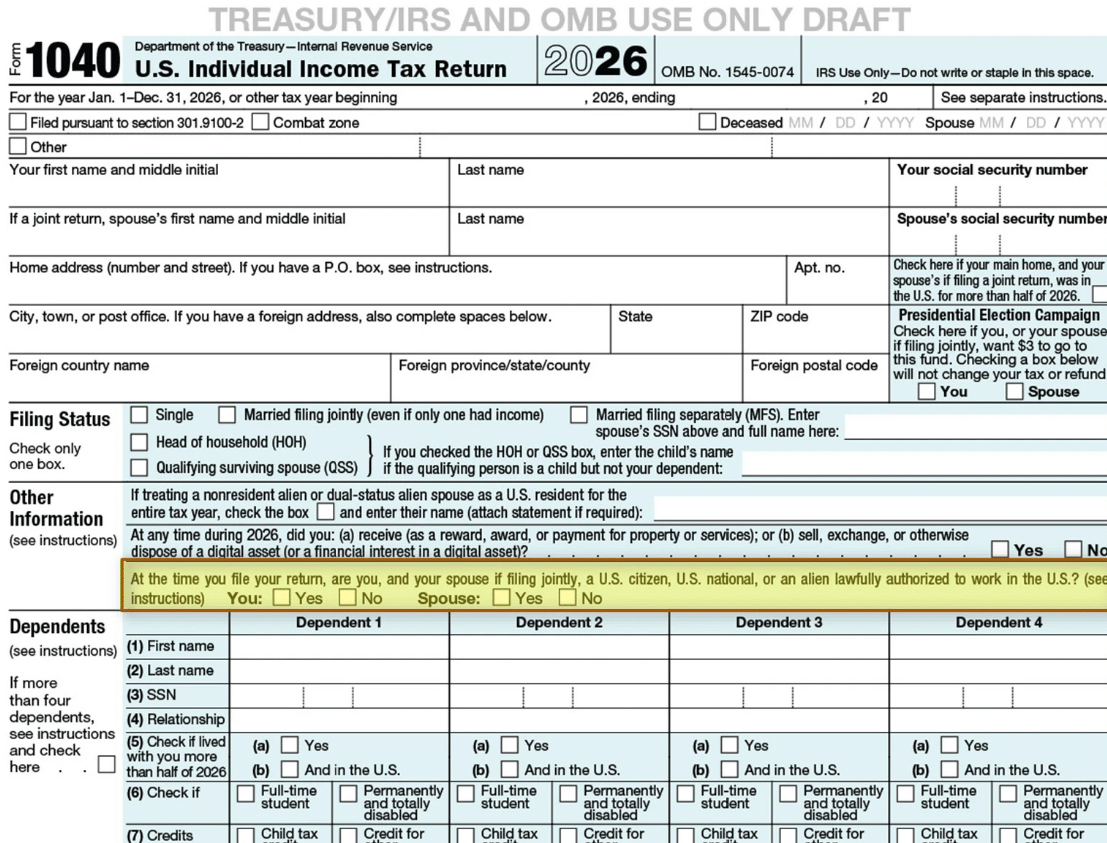 Proposed IRS tax form change would ask taxpayers to report citizenship status